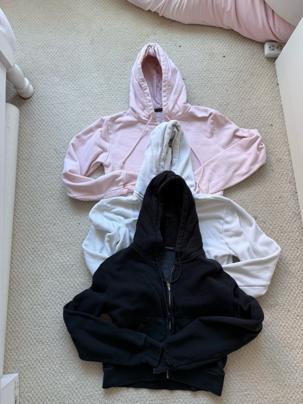 Brandy Melville cropped Christy hoodie bundle of 3, black, pink and white